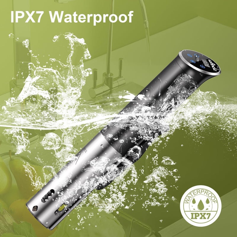 wancle سوس فيد، جهاز تسخين غمر 1100 واط، طباخ سوس فيد IPX7، تصميم صغير موفر للمساحة، آلات سوس فيد مع تحكم دقيق في درجة الحرارة، أسود، 120 فولت - Image 3